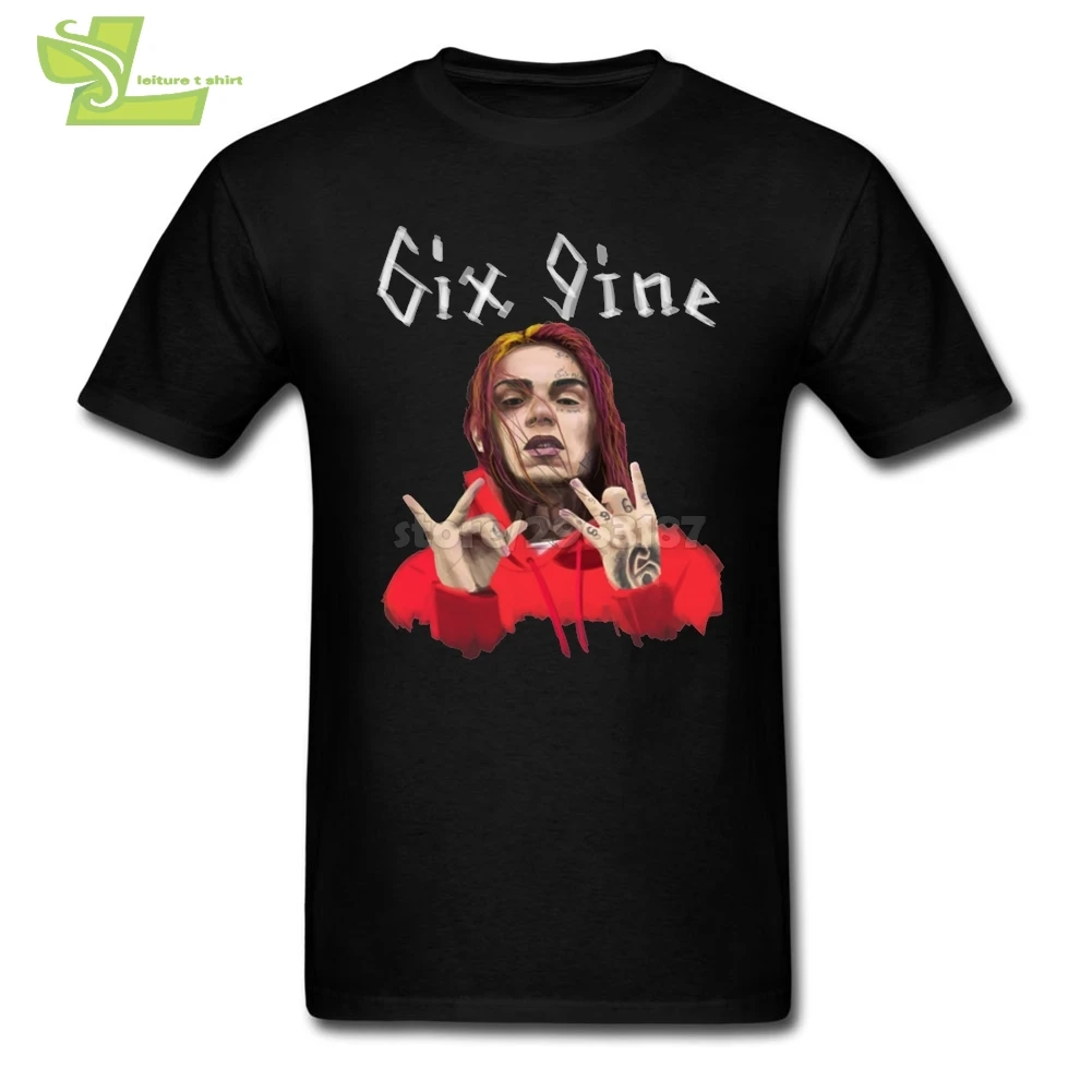6ix9ine Tekashi69 Rapper T Shirt Printing Adult Crewneck Short Sleeved Clothes Plus Size Shirts For Sale | Мужская одежда