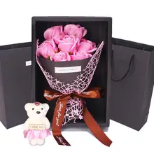 Романтическое мыло в форме розы Букет Подарочная коробка на День святого Валентина свадебные подарки красный, фиолетовый, розовый, синий