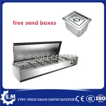 commercial Desktop refrigerated dessert display cabinets stainless steel desktop fresh freezer pizza salad table pizza scraper