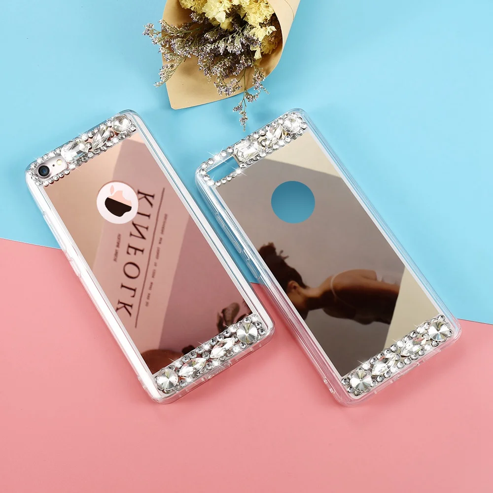 Kisscase 2018 Sexy Bling Сool кристалалми и стразами для iPhone X 7 6 S Plus Алюминий Зеркало задняя