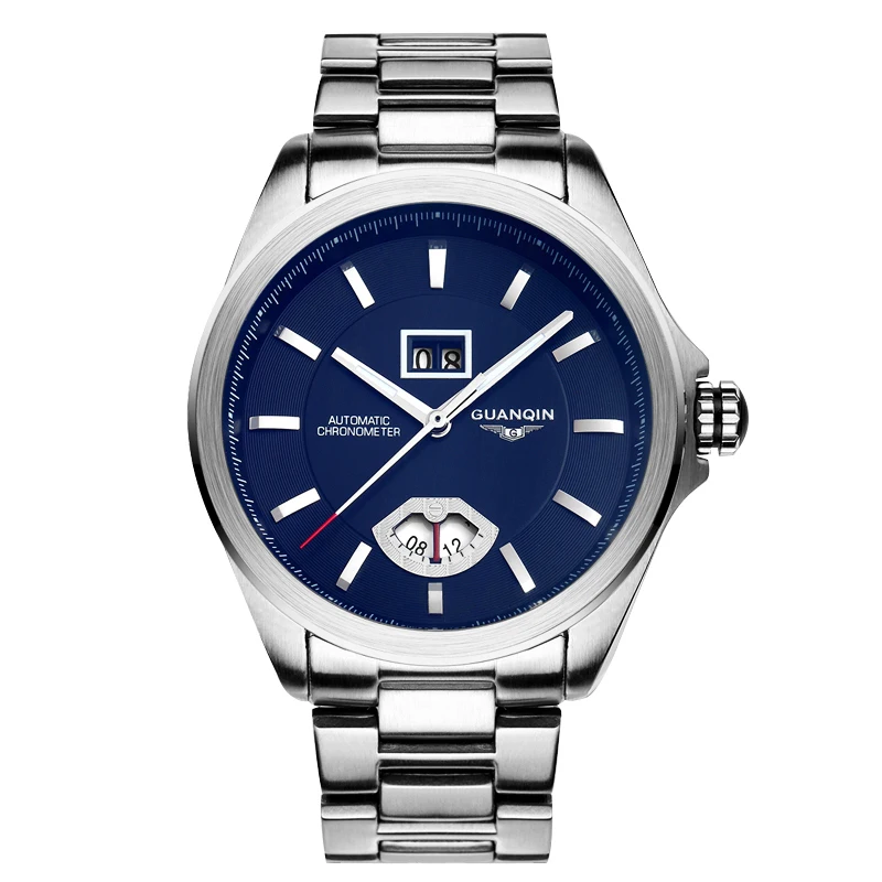

GUANQIN GJ16026 watches men luxury brand Auto Mechanical Watch Luminous Pointer Date 24 - hour Display Transparent