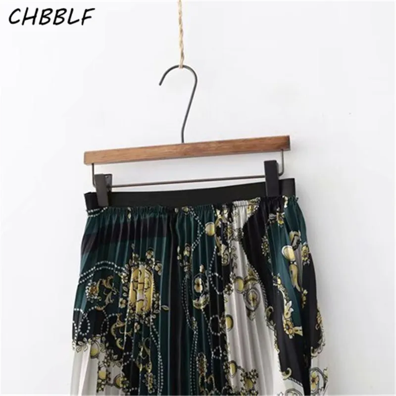 Женская плиссированная юбка CHBBLF винтажная с эластичным поясом шикарное миди