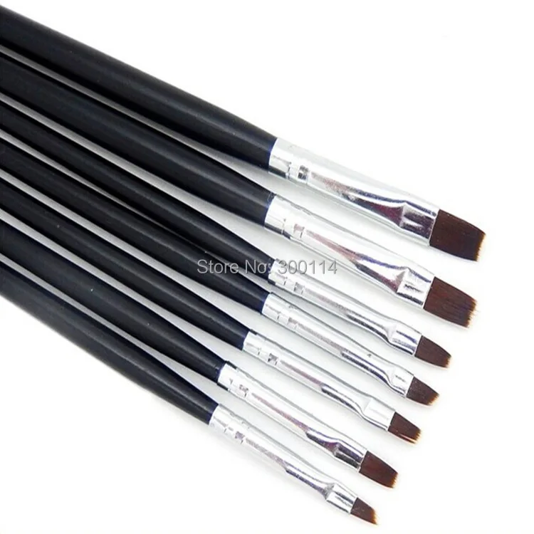 Grupo para Gel Atacado Professional Tamanhos Preto Unha Art Brush uv Builder Beleza Brushes Define 100 Jogos - Lote Frete Grátis 7 7 Escovas de unhas
