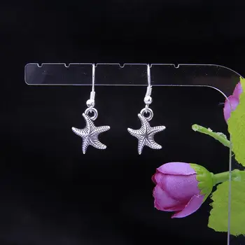 

Fashion Jewelry 50 Pair Retro Silver Lovely Beautiful Starfish Charm Pendants Drape Earrings Hoop For Women Top Quality F820