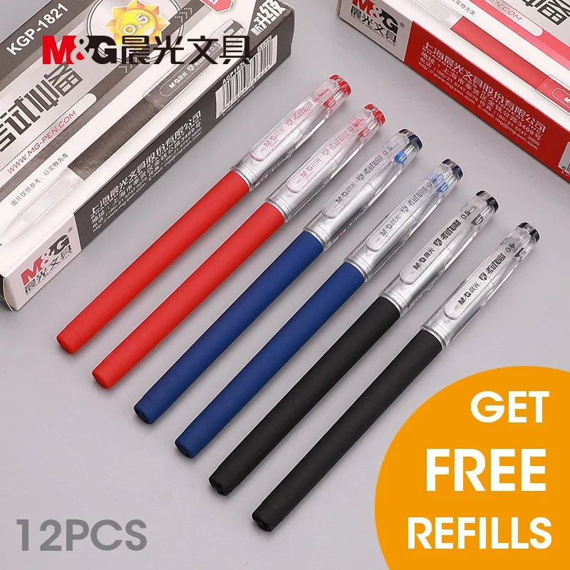 M& G 12 шт./лот игольчатая гелевая чернильная ручка 0,5 мм сверхтонкие заправки для ручек черный синий красный офисные школьные принадлежности канцелярские принадлежности для детей