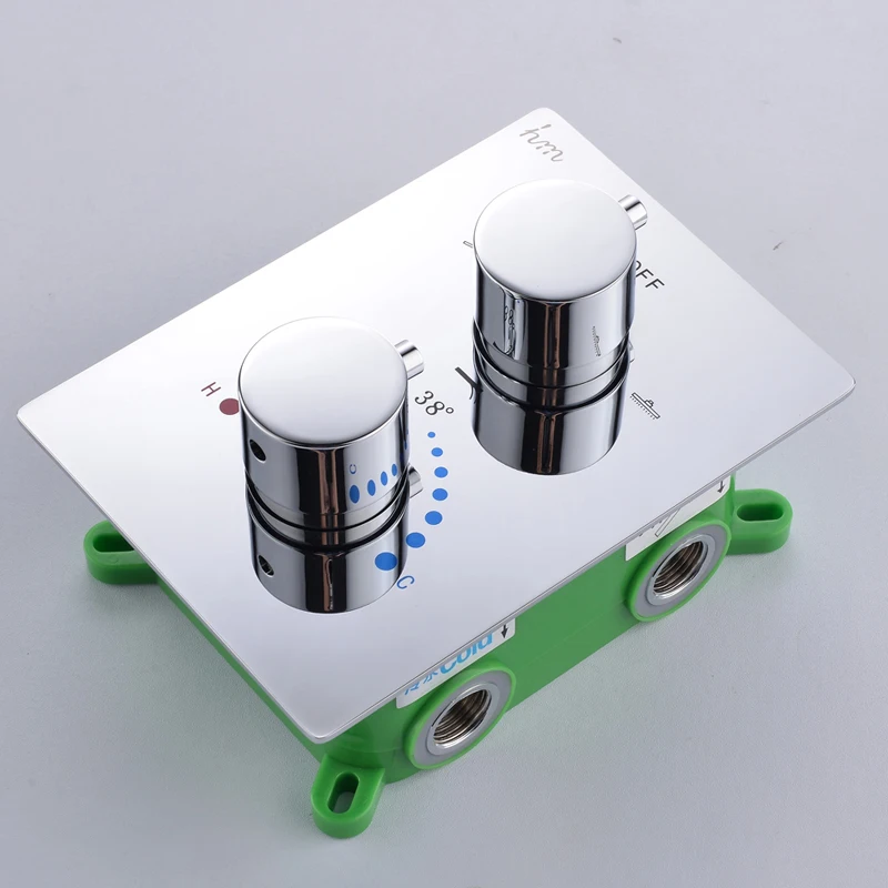 Bathroom Shower Accessories 3 Way Thermostatic Control Valve with Embedded Box Brass Chrome