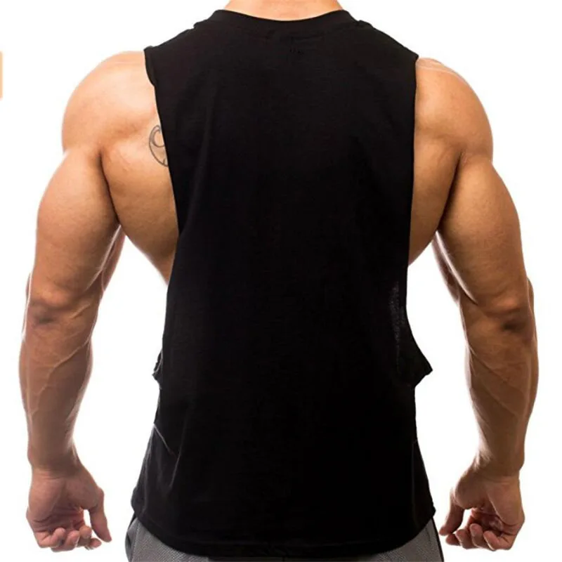 

2019 new fashion men's summer sleeveless collar solid color exquisite fitness pants men's vest men's shirt