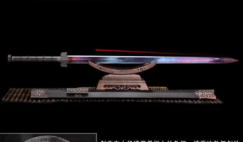 

High Quality Long Sword HanJian WUSHU Katana Sharp Quenching Blue Damascus Blade Ebony Sheath Full Tang