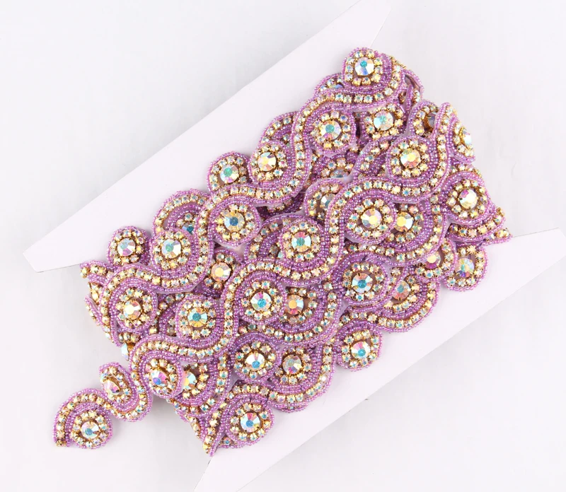 1Yard Artificial Clear Crystal Rhinestone Chain Applique Trim Bridal Costume Beaded Trim