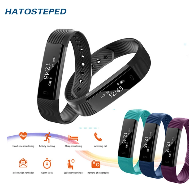 

Bluetooth ID115 Smart Bracelet Tracker Step Counter Outdoor Activity Sports Waterproof Stopwatch Step Remote Control Photograph