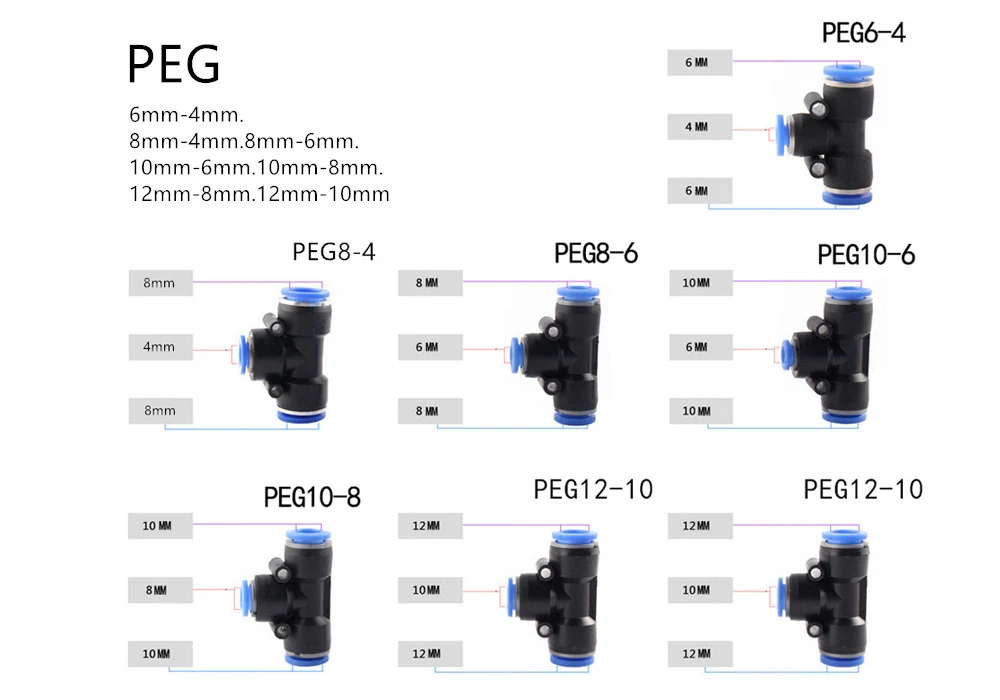 1 шт. PG PW PEG PKG-4 6 8 10 12 мм пневматическая БЫСТРОРАЗЪЕМНАЯ газовая труба пластиковый соединитель уменьшенного диаметра Пневматическое соединение