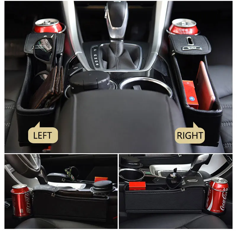 Car Seat Gap Organizer Filler Pocket Storage Box Cup Holder PU Leather Multi-function Car Coin Storage Auto Interior Accessories (9)