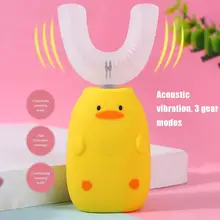 Умная детская Автоматическая звуковая электрическая зубная щетка 360 градусов u-образная головка с музыкой для детей ультра звуковая щетка для мундштука