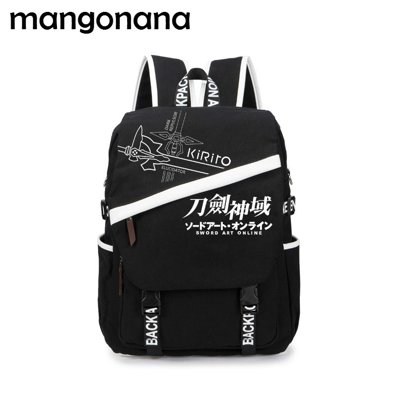 Mochila de lona Anime Sword Art Online Gintama / Fairy Tail, bolso de hombro escolar de viaje|Mochilas| - AliExpress