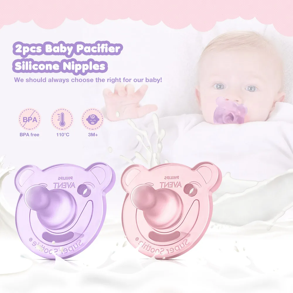 Philips Avent 2 шт.(выше 3 м) Силиконовая пустышка для сосков, пустышка для малышей, Ортодонтические соски для прорезывания зубов, Детские Мультяшные соски, уход