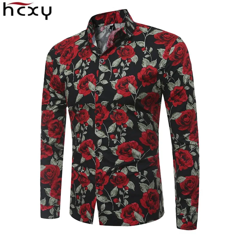 

2019 Spring Men's Fashion flower shirt Long Sleeve Slim Fit Comfort Soft Shirt Social shirt Men Styles Man Clothes free delivery