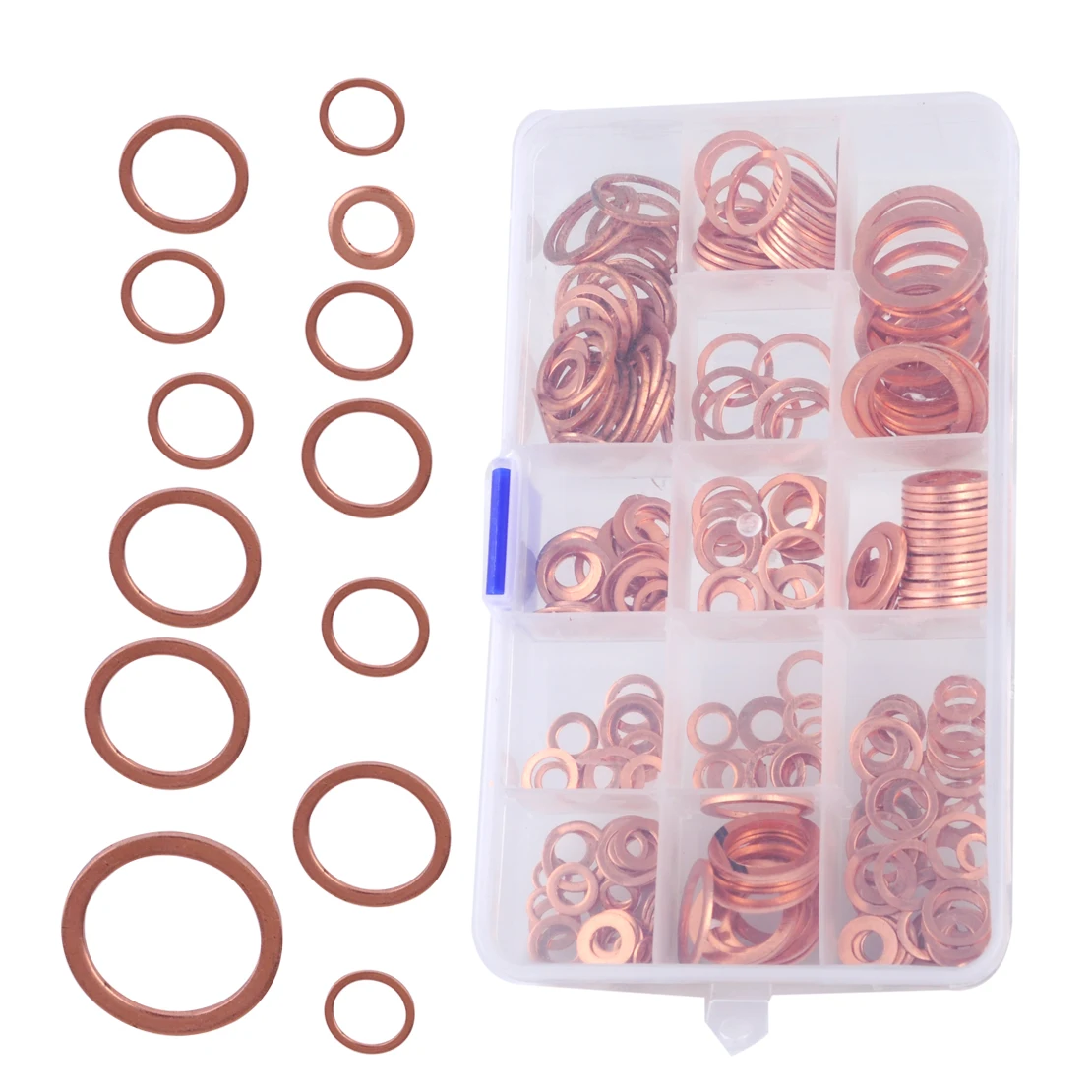 

CITALL 280pcs Assorted Engine Box Washers Solid Red Copper Sump Gasket Plug Washer Seal Flat Ring Set With Box