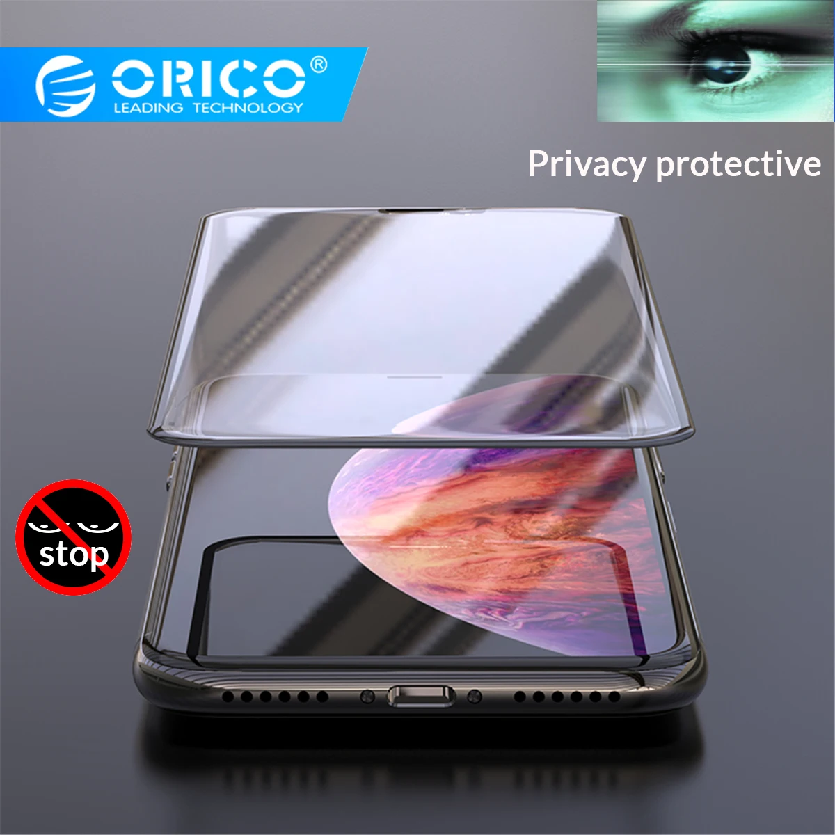 

ORICO Black Anti Peeping Privacy Screen Protector for iphone X XS XR Anti-spy Protective Glass On iPhone 6S 7 8Toughened Glass