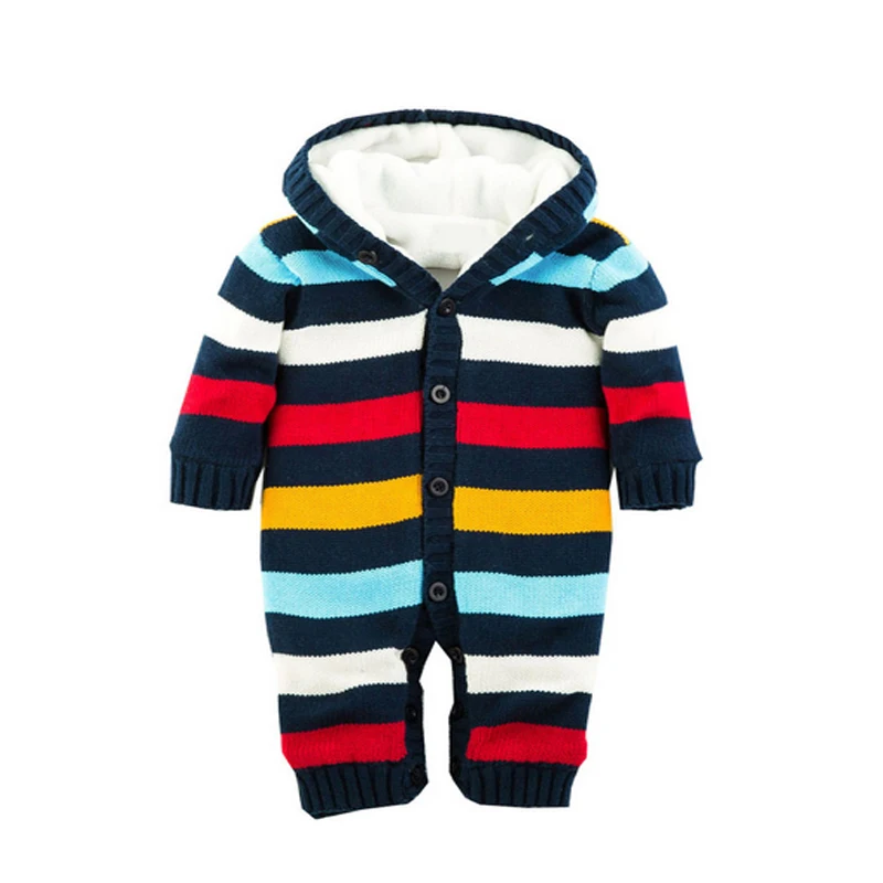 

New Stripe Thickening Autumn And Winter Warm Soft Romper Kids Cotton Fashion Climb Clothes TST0036