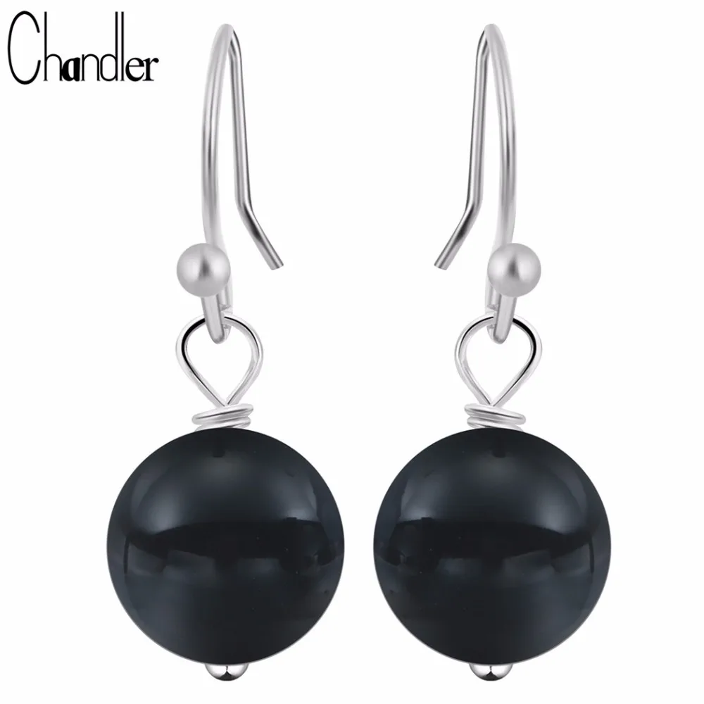 

Chandler Black Blue Resin Glass Round Ball Drop Earring Dangling Chic Bahar Loose Natural Stone Beads Hook Pendientes For Girls