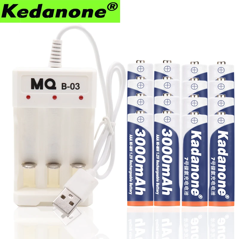 

New AAA battery 3000 mAh 3A AAA Rechargeable battery NI-MH 3A 1.2 V aaa battery for Clocks, mice, computers, toys so on +charger
