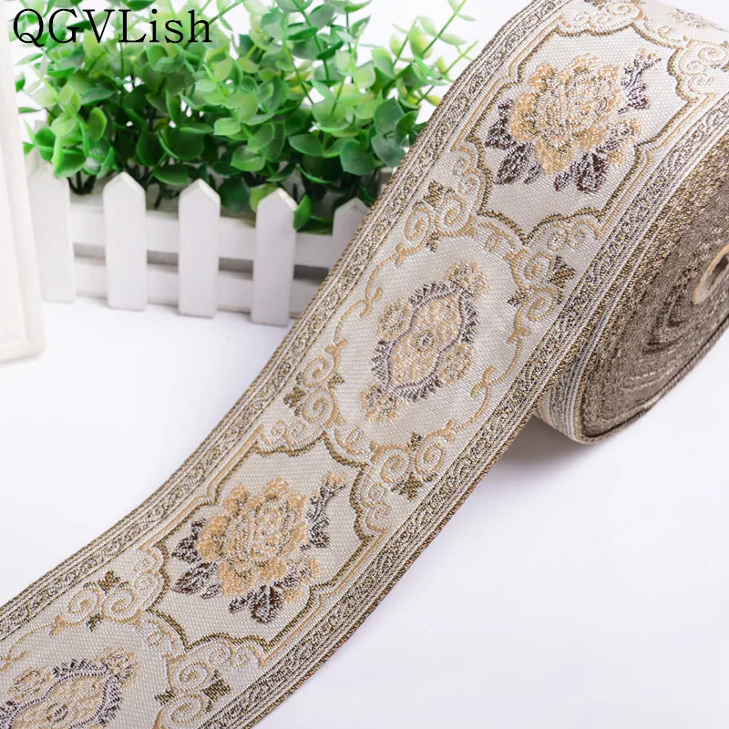 

QGVLish 25M/lot 9cm Wide Jacqurd Lace Ribbon Belt Curtain Lace Trim Webbing DIY Sewing Valance Sofa Garments Curtain Accessories