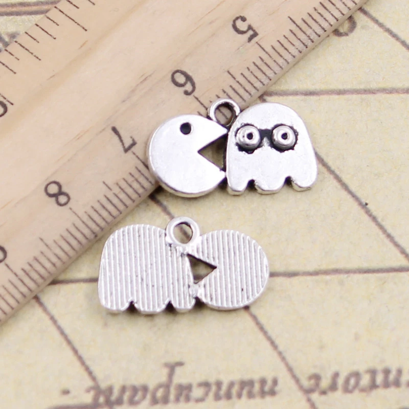 

10pcs Charms pac man retro 80's arcade game 19x11mm Tibetan Silver Plated Pendants Antique Jewelry Making DIY Handmade Craft