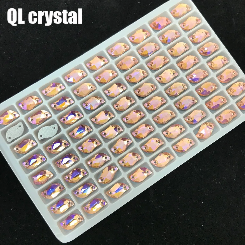 QL кристалл цвет AB S Форма пришить Стразы Flatback 2 отверстия кристаллы для DIY свадебное платье обувь сумки одежда