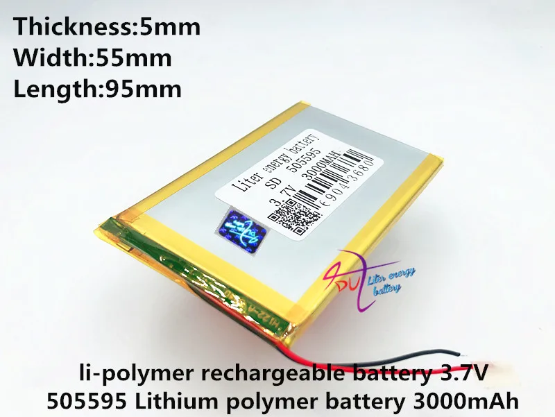 3,7 V 3000 MAH перезаряжаемые батареи, 505593, 505595 батарея MP4 MP5 аккумулятор gps-навигатора