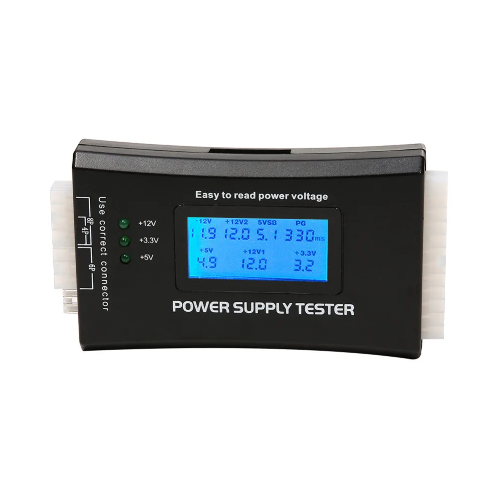 

Digital LCD Display PC Computer 20/24 Pin Power Supply Tester Checker Quick Power Measuring Diagnostic Tester Measure Tools