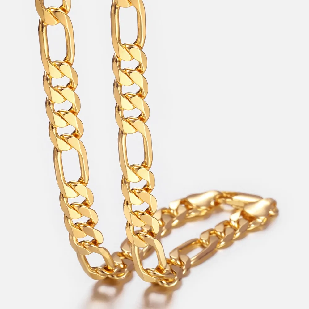 Trendsmax мужское ожерелье женское золотое заполненное Фигаро звено цепочка на шею для мужчин мужские ювелирные изделия 9 мм 18-3" GNM53