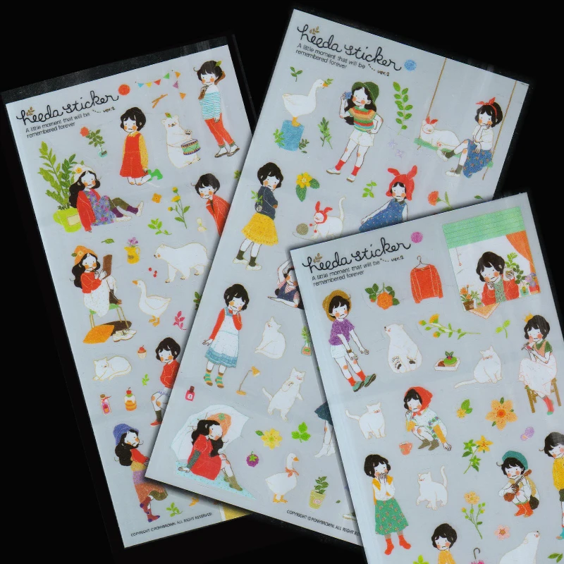 

6 sheets / pack , Heeda Stickers Ver 2 , Korean Style Sweet Girl For Mobile Phone And Notebook Paper Deoration