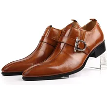 Large size EUR45 Brown/black pointed toe summer loafers men dress shoes genuine leather formal business shoes mens wedding shoes