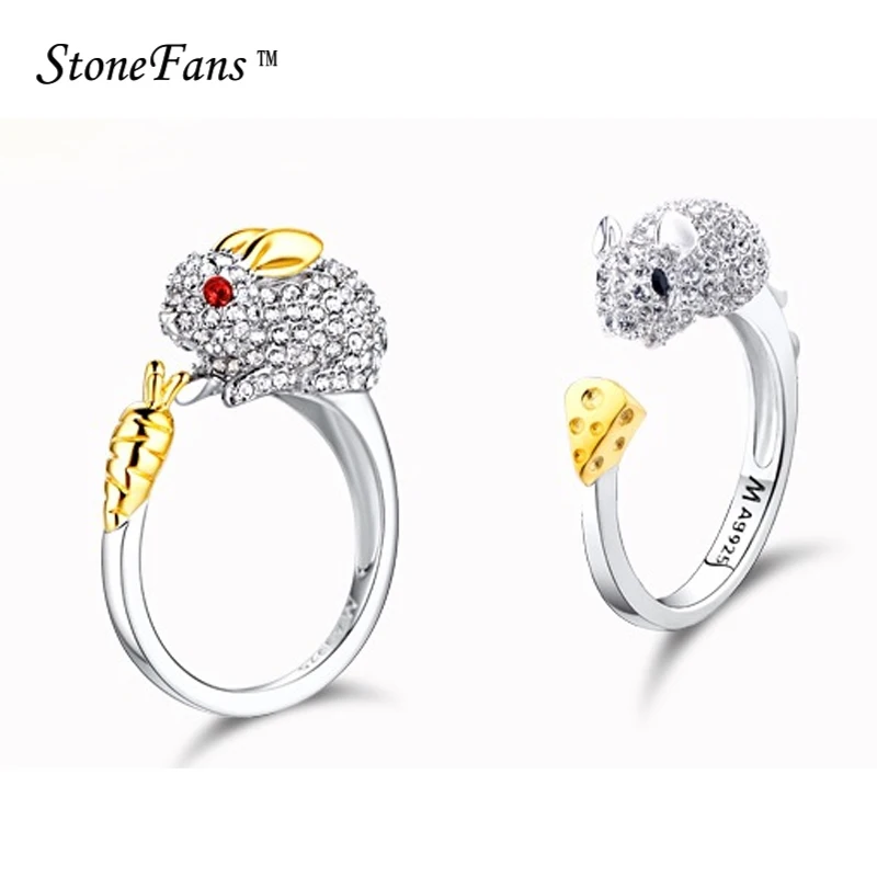 

StoneFans 12 Kinds Rings For Women Crystal Party Chinese Zodiac Adjustable Ring Woman Index Finger Hatch Fashion Animal Jewelry