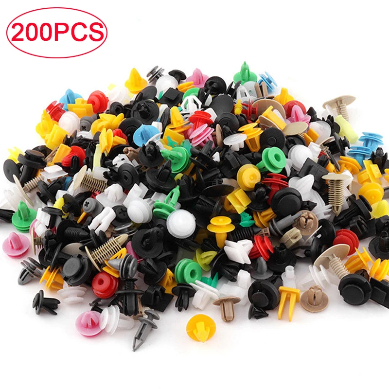 

200pcs Fastener Plastic Rivet Door Panel Fender Liner for all Car parts Universal Mixed Auto Fastener Bumper Clips Retainer Car