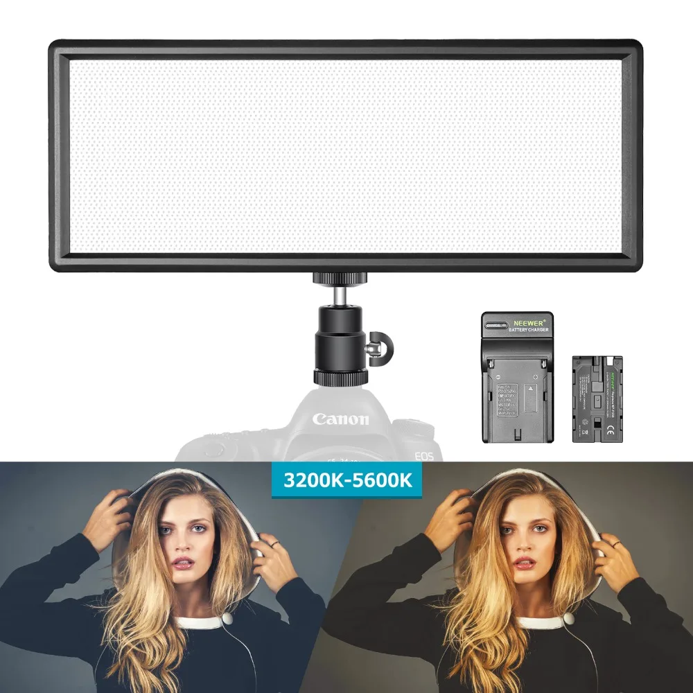  Neewer Photography Super Slim Bi-color Dimmable LED Video Light with LCD Display - 32881736958