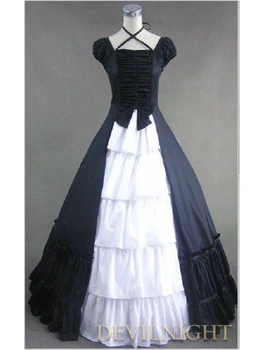 

Classic Black and White Multi-Layered Gothic Victorian Dress Antique Victorian Dresser 100 Years Old Sleeveless