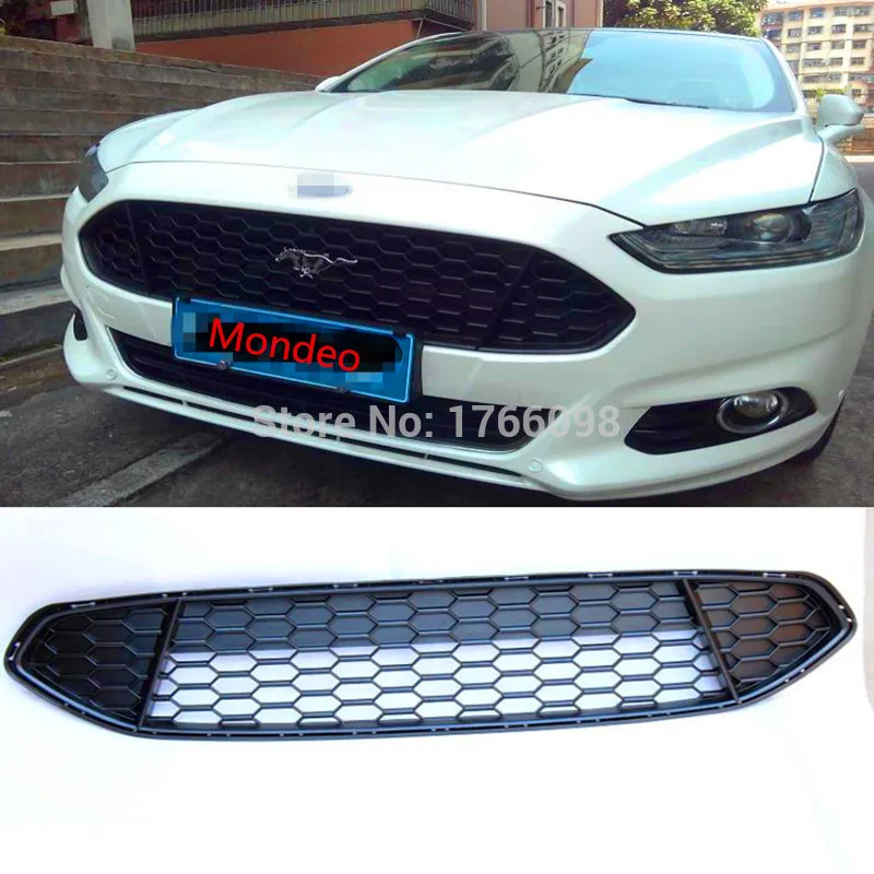 

Mustang LOGO ABS Chrome Car front bumper Mesh Grille Around Trim Racing Grills Fit For Ford Mondeo 2013 2014 2015