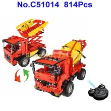 C51014 814 шт. 2в1 техника городской инженерии rc пульт дистанционного управления миксер грузовик строительный блок игрушка