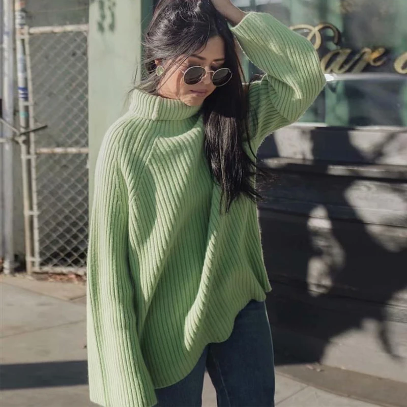 

KIYUMI Sweater Pullover Women Faux Rabbit Fur Knitting Turtleneck Sweater Long Sleeve Casual 2019 Autumn Winter Warm Sweater New