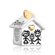 1 шт., оригинальная подвеска в форме шара Пандоры с золотым сердцем и сердечком, для семьи, а045