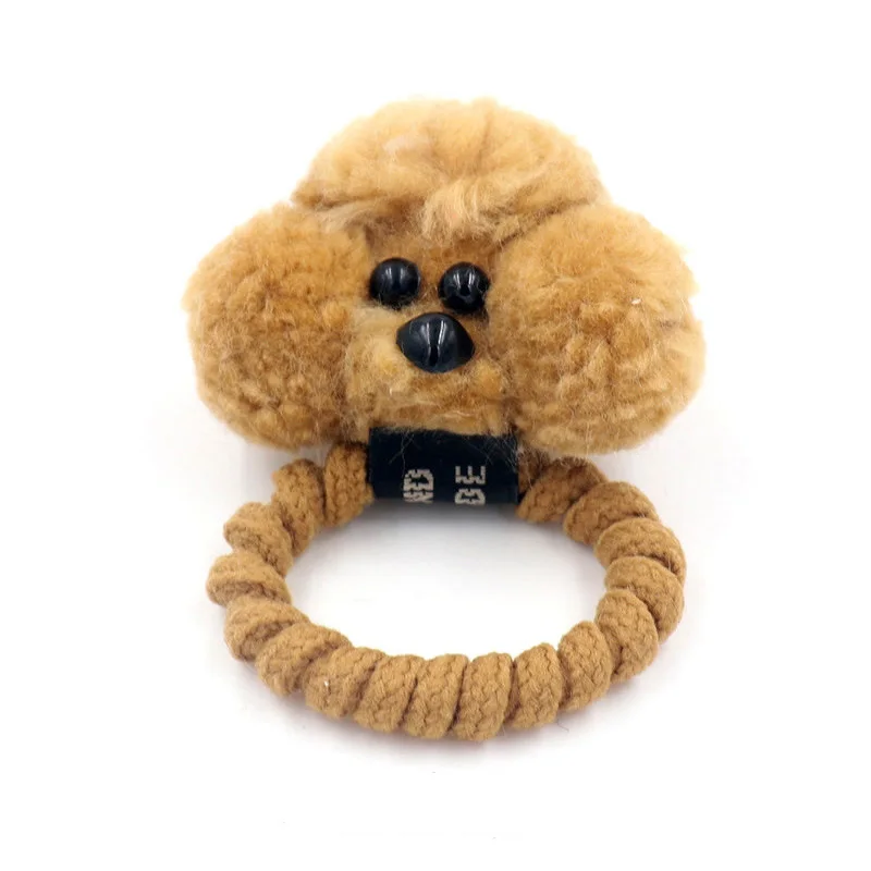 

New cartoon children elastic hair bands rubber band teddy animal hair ring plush dog hair rope scrunchies cute hair accessories