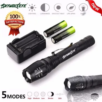 

Tactical 5-mode 4000LM Zoomable XML T6 LED Flashlight&18650&Charger Free Shipping #NN11