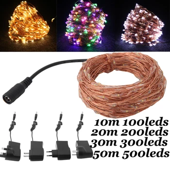 

Waterproof LED Outdoor Christmas Fairy Lights 10m 20m 30m 50m Copper Wire LED String Lights +Adapter for Home Wedding Decoration