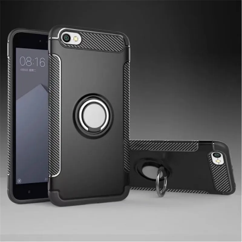 

Anti-knock Soft Silicone PC Back Cover Cases For Xiaomi Redmi Note 5A Mobile Phone Case With Ring Bracket