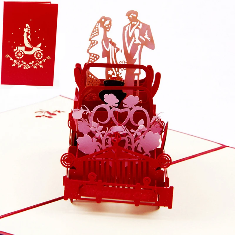 3D Pop Up Vintage Car Greeting Card Wedding Valentine Birthday Invitation Y102