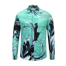 XIMIWUA новые мужские рубашки зеленый цветочный 3d принт Мужская рубашка с длинным рукавом Гавайская рубашка модная одежда роскошный дизайн