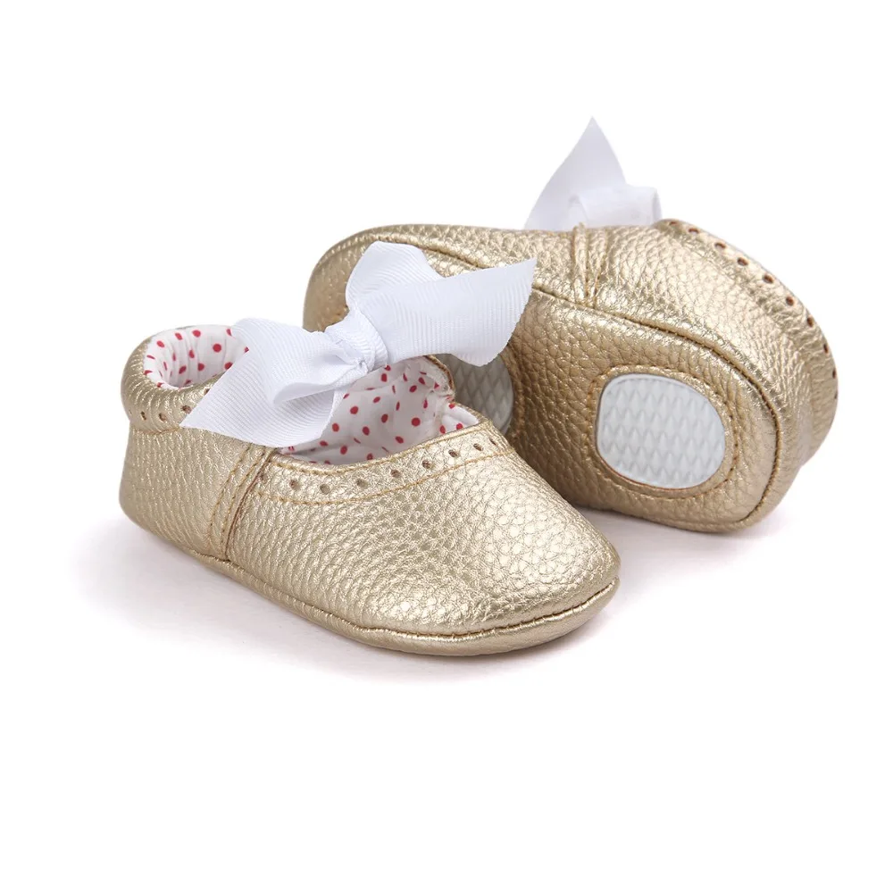 Кроссовки золотистого цвета с бантом-бабочкой для девочек и мальчиков; популярные моксы; модная обувь для новорожденный младенец; CX64C