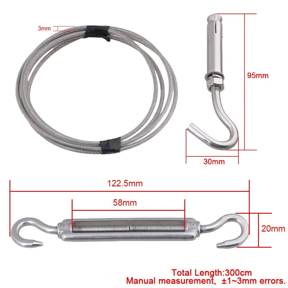 304 Нержавеющая сталь M3 300 см проволоки набор веревок с пластиковое покрытие для наружной сушки или ужесточение