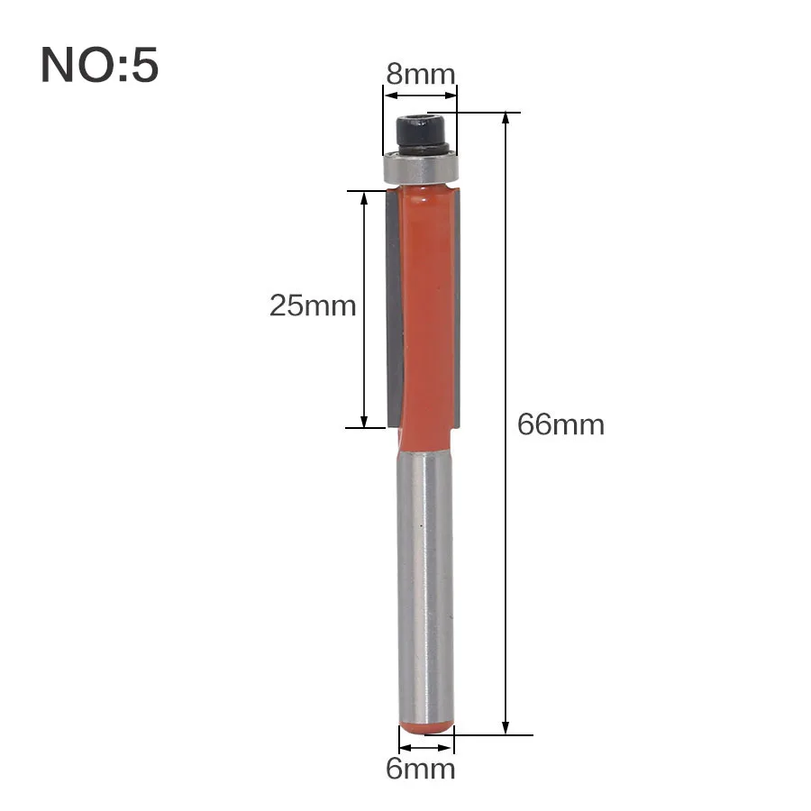 1pcs6mm хвостовик древесины фреза прямой конец насадка-триммер очистки флеш отделка Уголок Круглый бокс биты инструменты фреза RCT